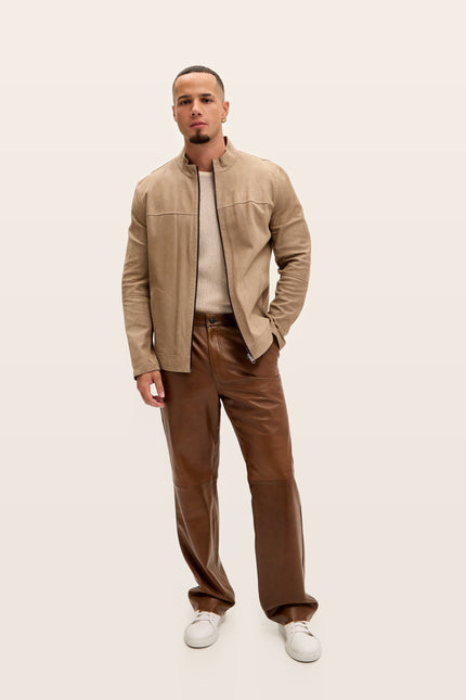 Reversible Suede & Leather Jacket - Beige/Brown
