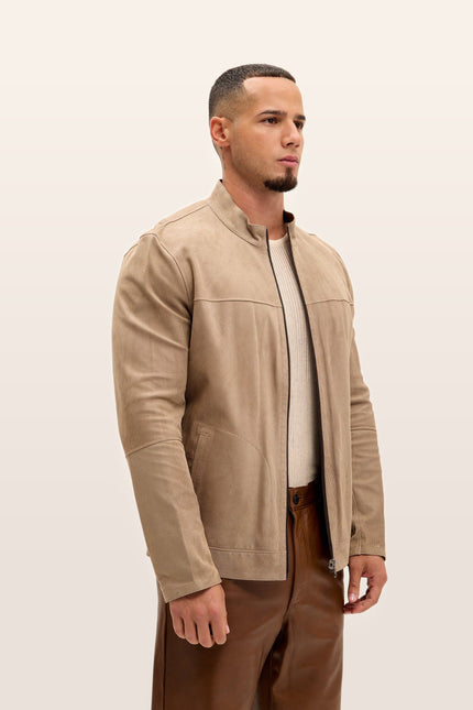 Reversible Suede & Leather Jacket - Beige/Brown