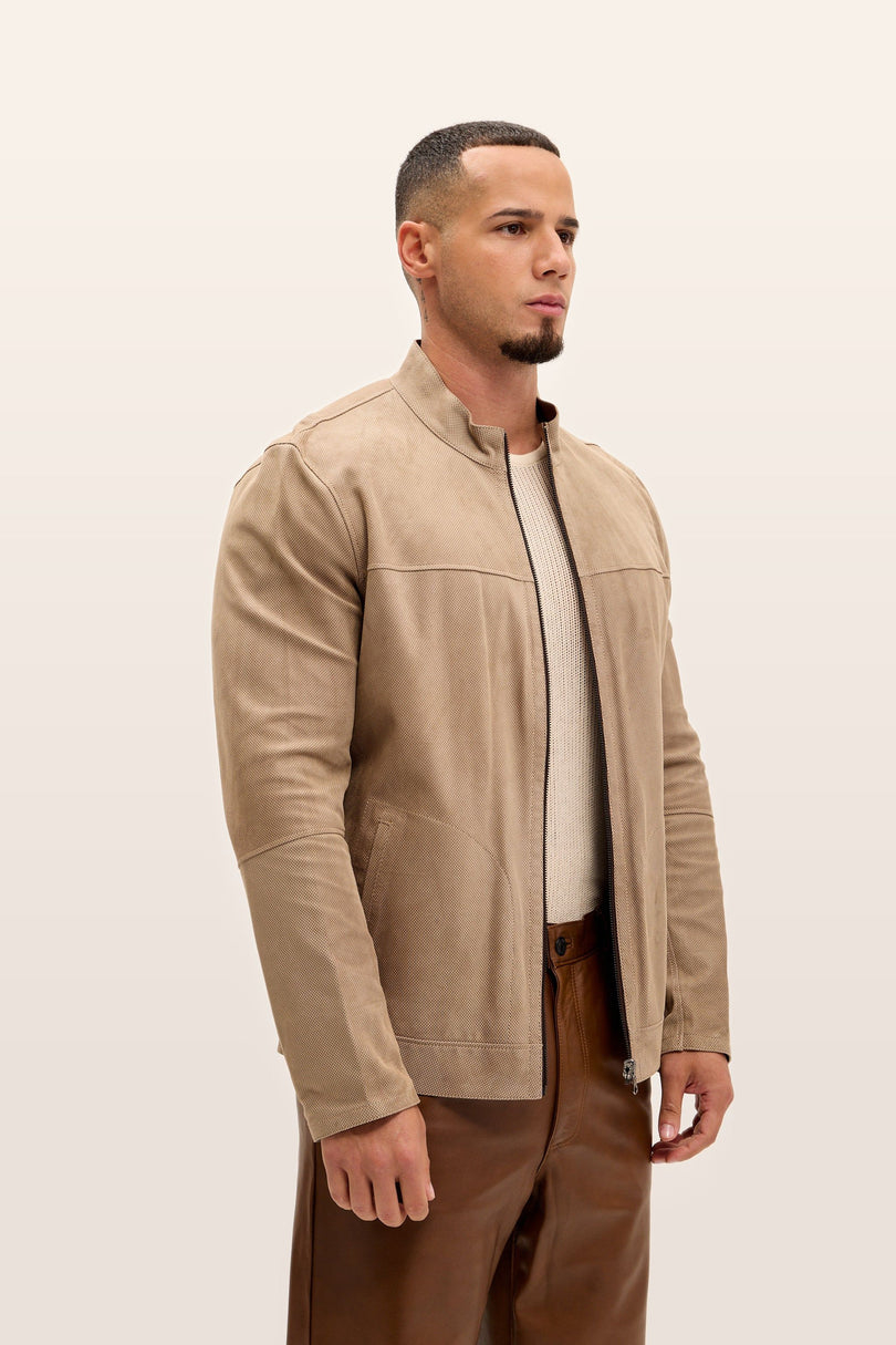 Reversible Suede & Leather Jacket - Beige/Brown