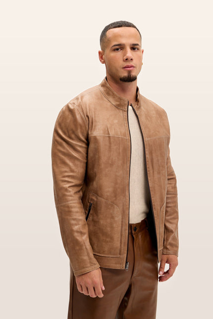 Reversible Suede & Leather Jacket - Beige/Brown