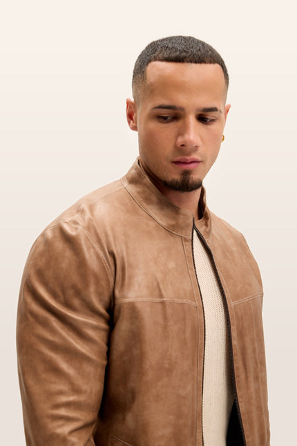 Reversible Suede & Leather Jacket - Beige/Brown