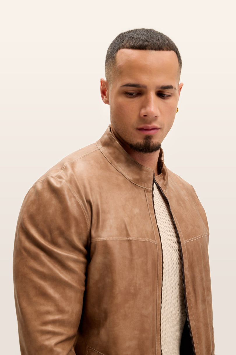 Reversible Suede & Leather Jacket - Beige/Brown