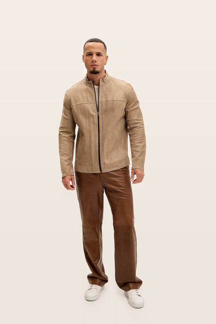 Reversible Suede & Leather Jacket - Beige/Brown