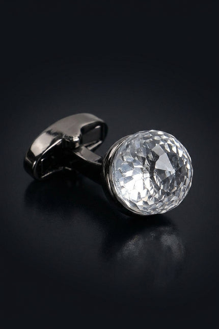 Circular Crystal Dark Cufflinks Stud Set - detail