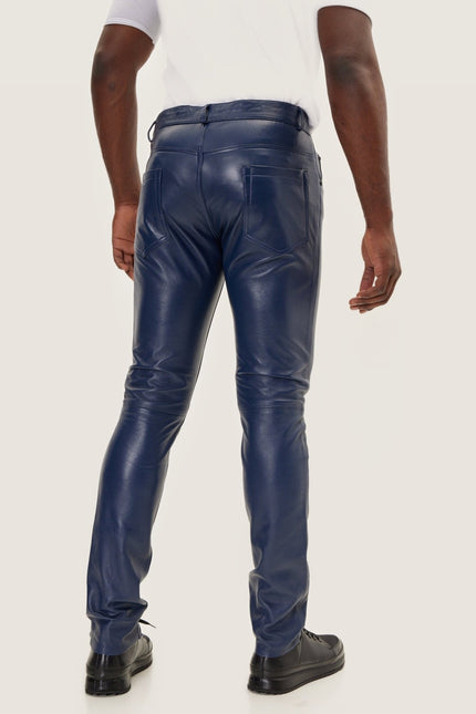 Lambskin Leather Pants - Navy