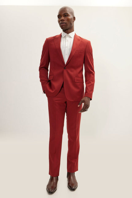 Vitale Merino Wool Single-Breasted Suit - Rust