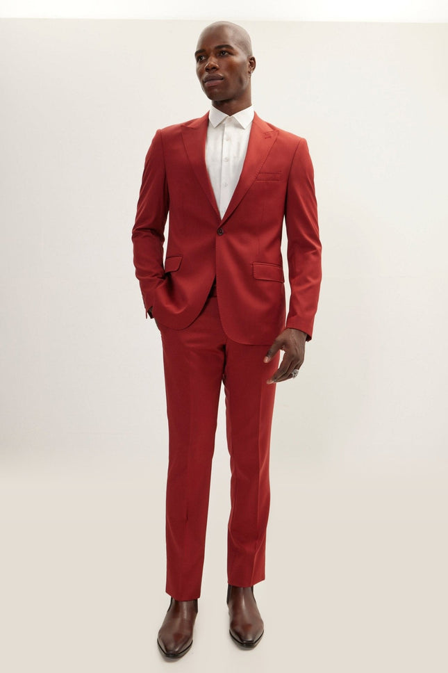 Vitale Merino Wool Single-Breasted Suit - Rust