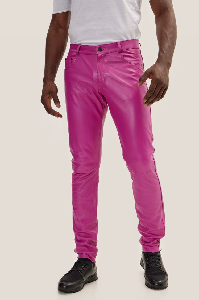 Lambskin Leather Pants - Fuchsia