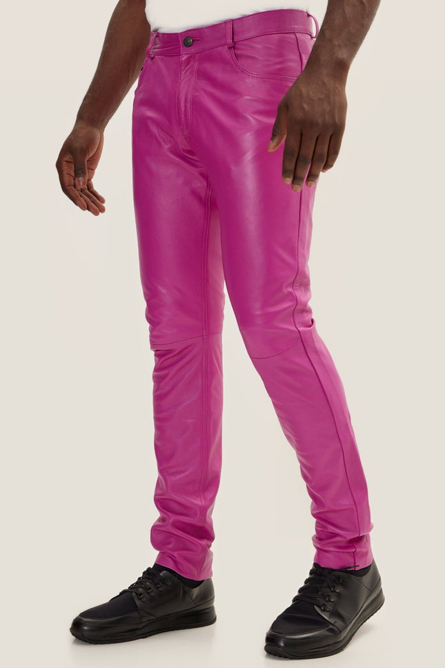 Lambskin Leather Pants - Fuchsia
