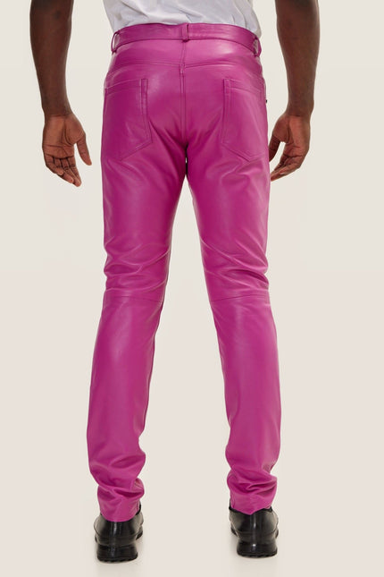 Lambskin Leather Pants - Fuchsia