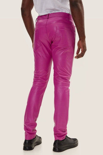 Lambskin Leather Pants - Fuchsia