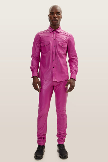 Lambskin Leather Pants - Fuchsia