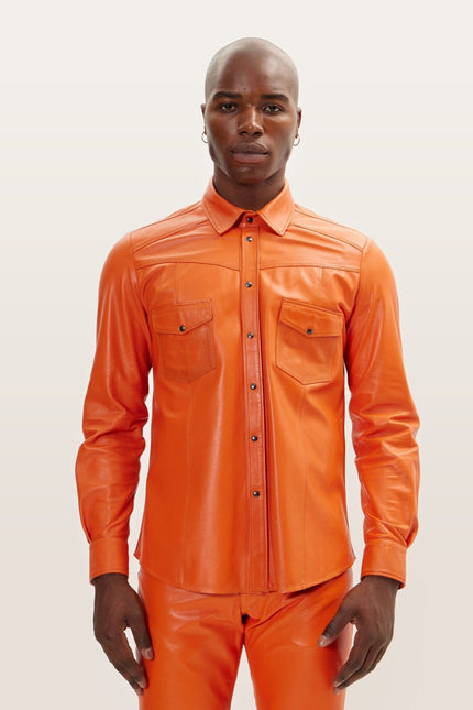 Lambskin Leather Shirt - Orange