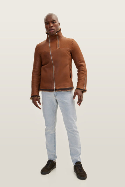 Reversible Toscana Shearling Bomber Jacket - Coffee