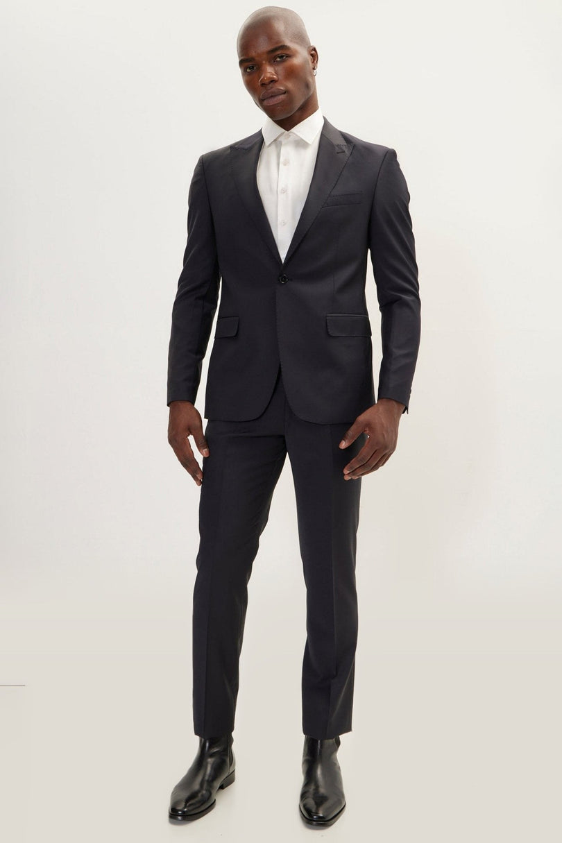 Super 120s Merino Wool Single-Breasted Suit - Charcoal Navy
