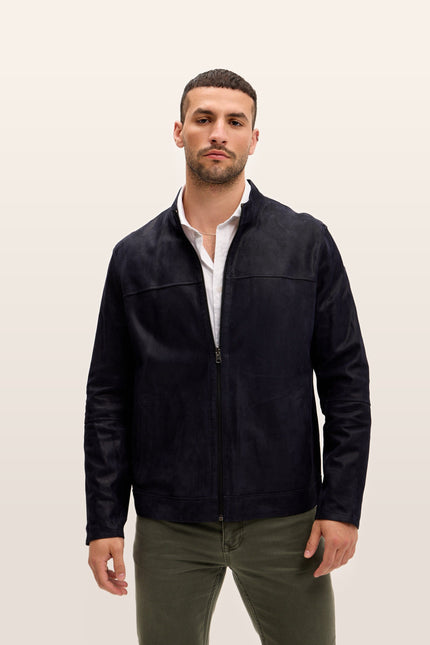 Reversible Suede & Leather Jacket - Navy Black