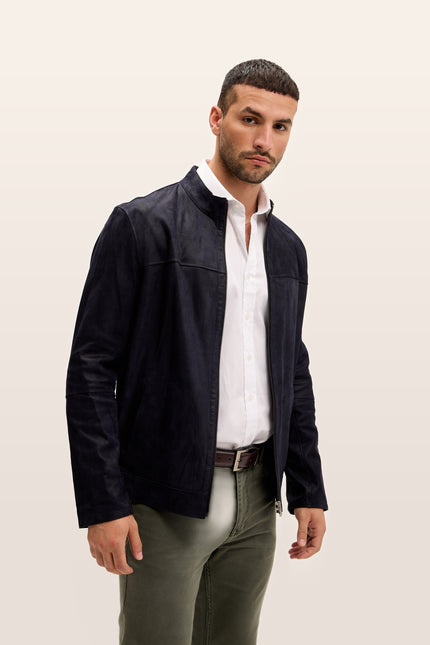 Reversible Suede & Leather Jacket - Navy Black
