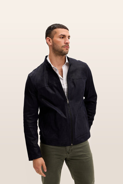 Reversible Suede & Leather Jacket - Navy Black