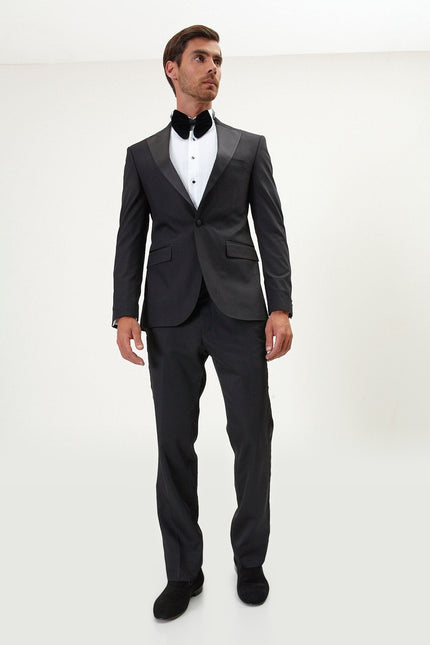 Peak Lapel Tuxedo Jacket - Black