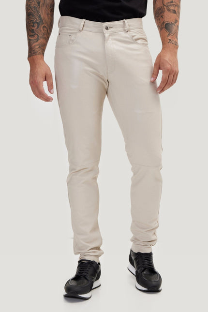 Lambskin Leather Pants - Beige