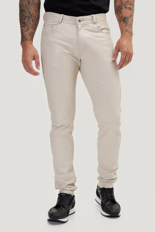 Lambskin Leather Pants - Beige