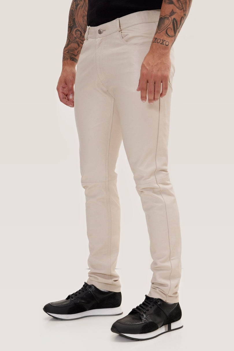 Lambskin Leather Pants - Beige