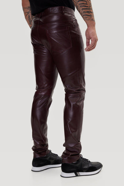 Lambskin Leather Pants - Wine