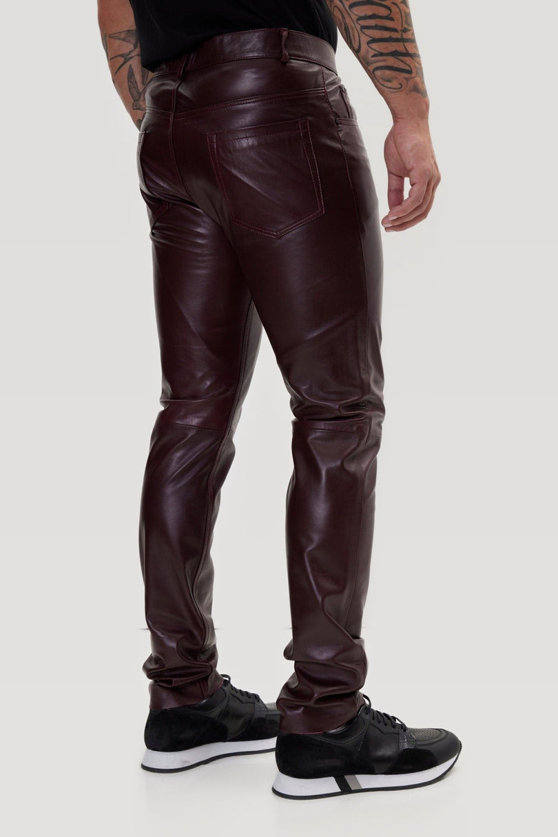 Lambskin Leather Pants - Wine