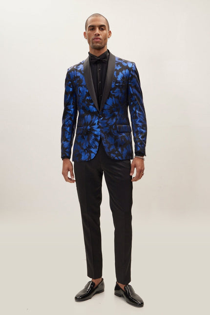 Foil Brush Strokes Shawl Lapel Tuxedo Jacket - Parliament
