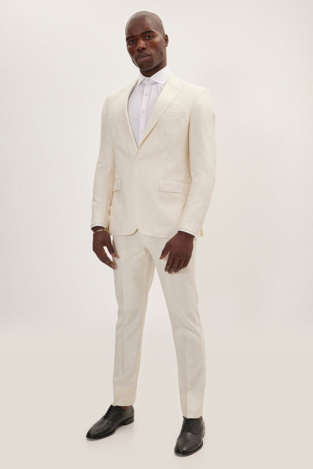 Super 180s Wool and Silk Single-Breasted Suit - Cream