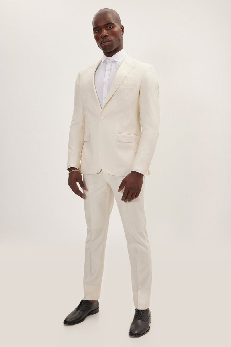 Super 180s Wool and Silk Single-Breasted Suit - Cream