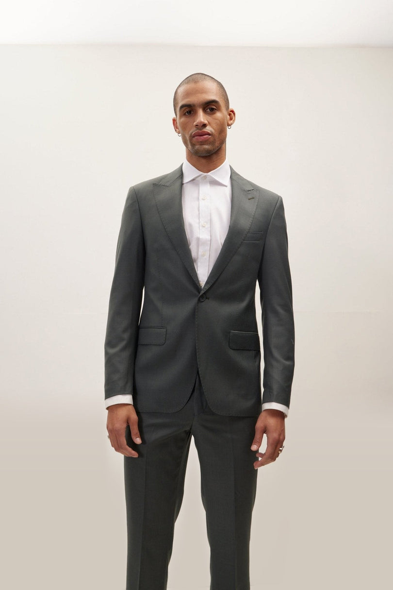 Super 180s Wool and Silk Single-Breasted Suit - Dark Green
