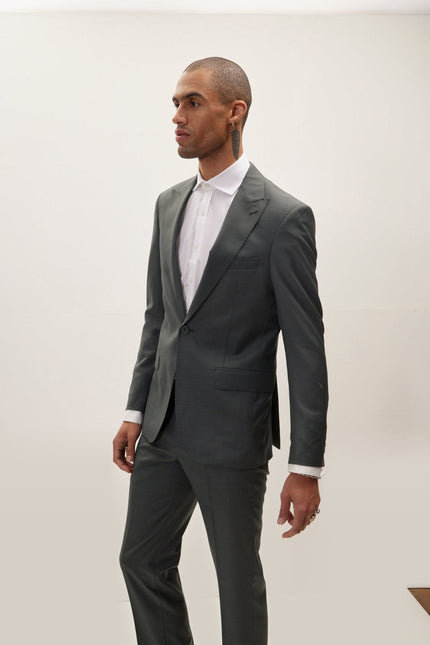 Super 180s Wool and Silk Single-Breasted Suit - Dark Green