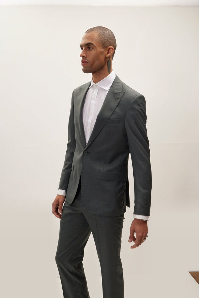 Super 180s Wool and Silk Single-Breasted Suit - Dark Green