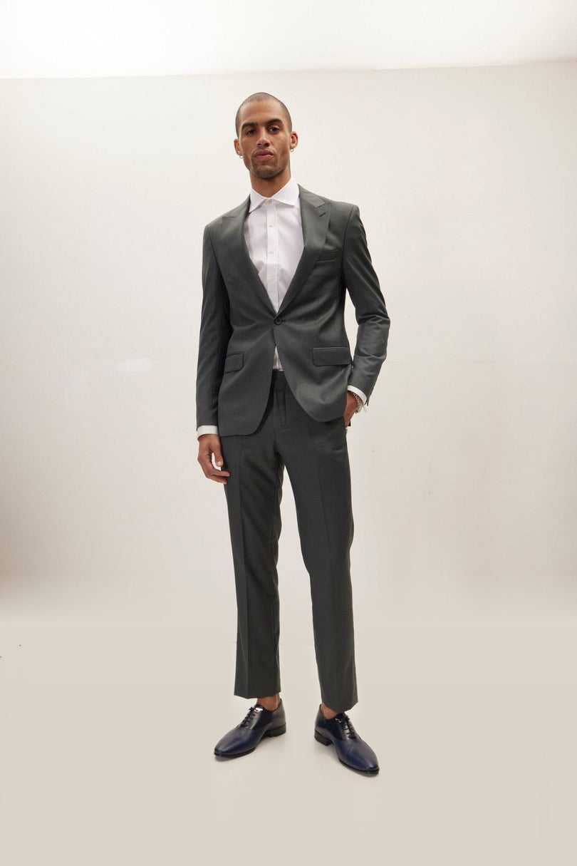 Super 180s Wool and Silk Single-Breasted Suit - Dark Green