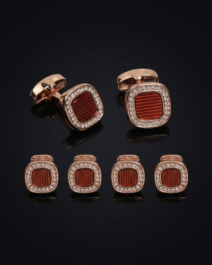 Square Diamonds Cufflinks Stud Set - set