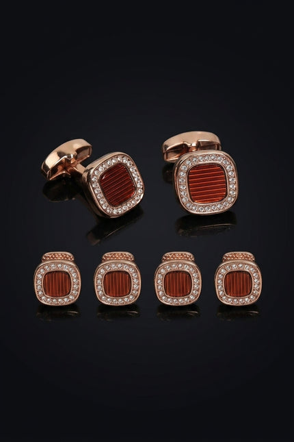 Square Diamonds Cufflinks Stud Set - set