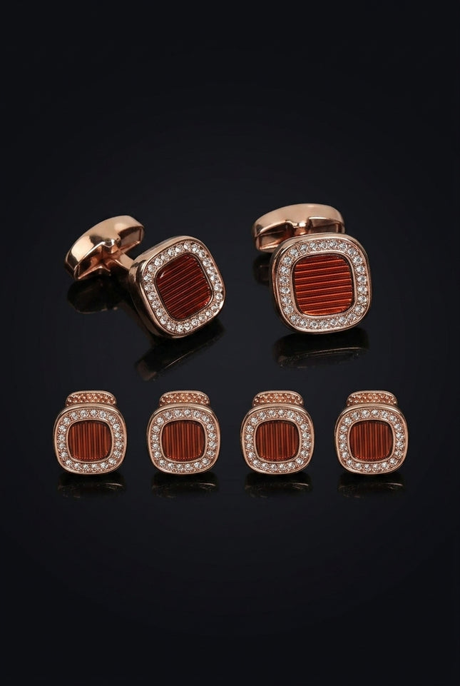 Square Diamonds Cufflinks Stud Set - set