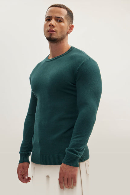 Viscose Crew-Neck Sweater - Green