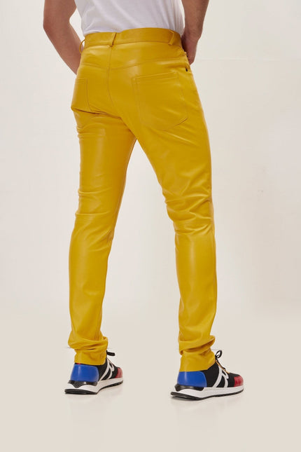 Lambskin Leather Pants - Yellow