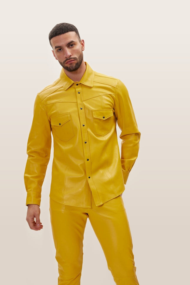 Lambskin Leather Shirt - Yellow
