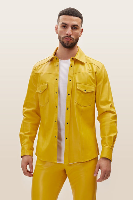Lambskin Leather Shirt - Yellow