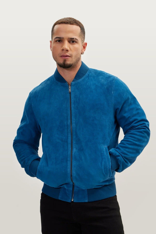 Lambskin Suede Bomber - Blue