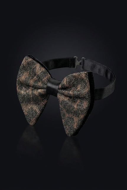 Glitter Embellished Pre-Tied Bow Tie - Black Pink - angle