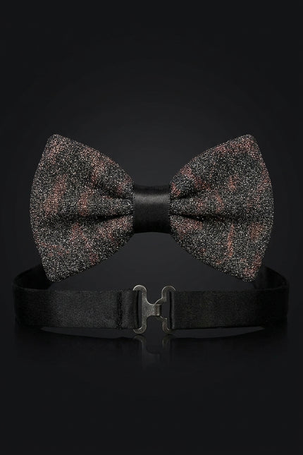 Glitter Embellished Pre-Tied Bow Tie - Black Pink - front
