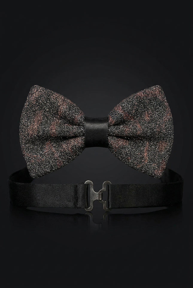 Glitter Embellished Pre-Tied Bow Tie - Black Pink - front