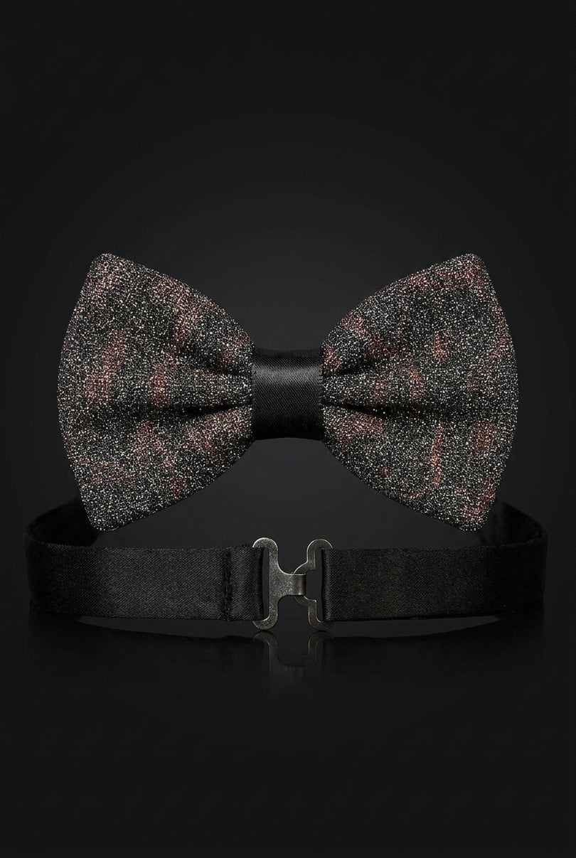 Glitter Embellished Pre-Tied Bow Tie - Black Pink - front