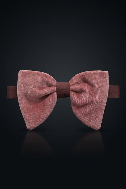 Velvet Pre-Tied Bow Tie - Pink - front
