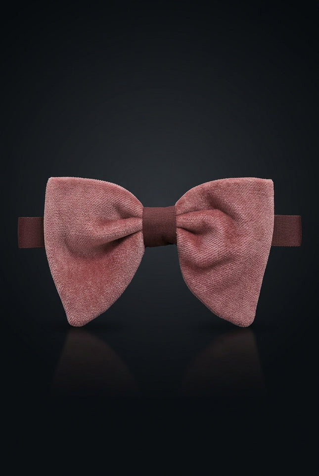Velvet Pre-Tied Bow Tie - Pink - front