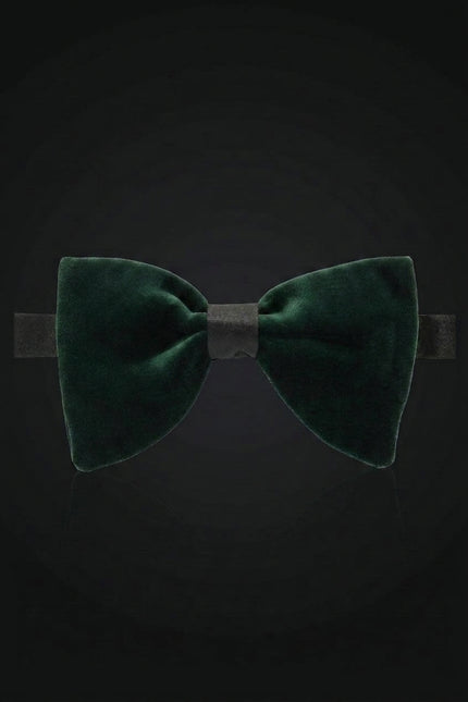 Velvet Pre-Tied Bow Tie - Green - front